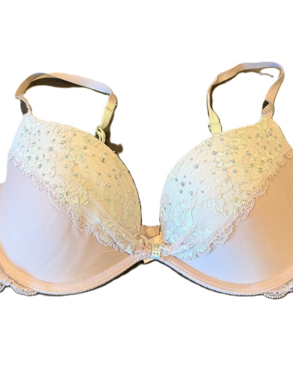 Victoria's Secret Padded Demi Bra Purple Teal Rhinestone Women's 36B